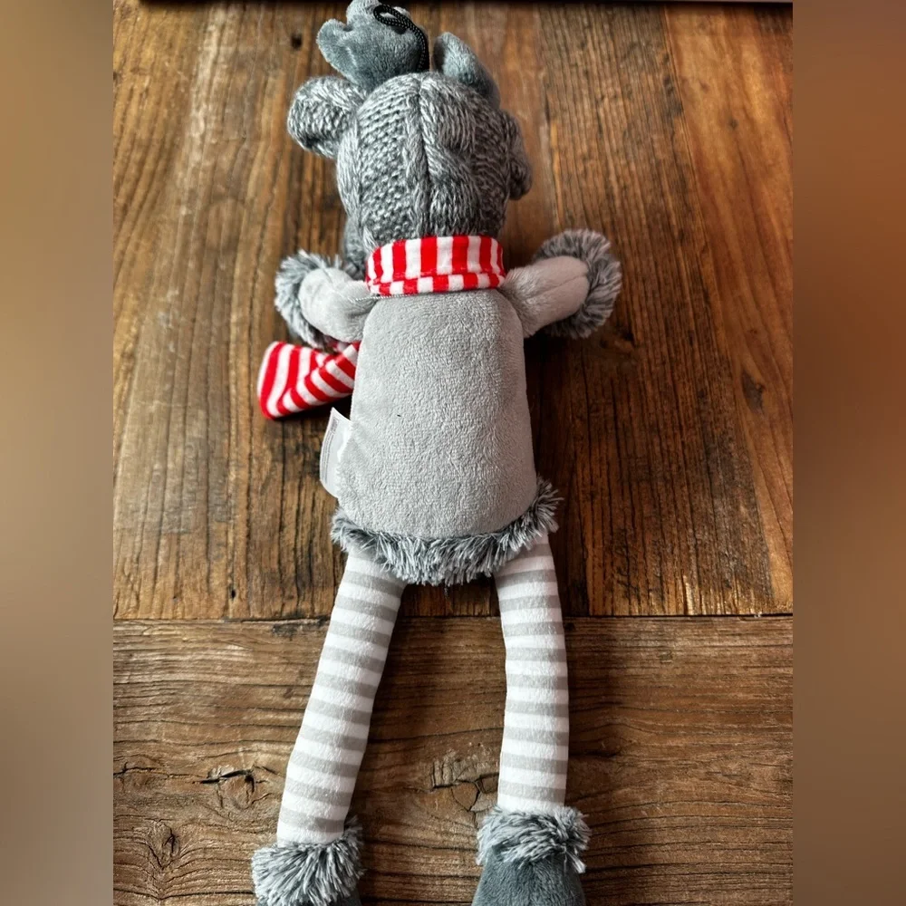 Gray Plush Toy with Red Star and Striped Scarf
